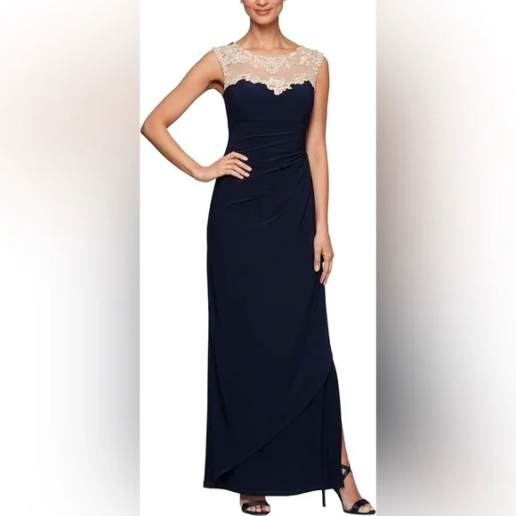 Alex Evenings | Dresses | Alex Evenings Petite Formal Dress Navy Womens 8w  | Poshmark